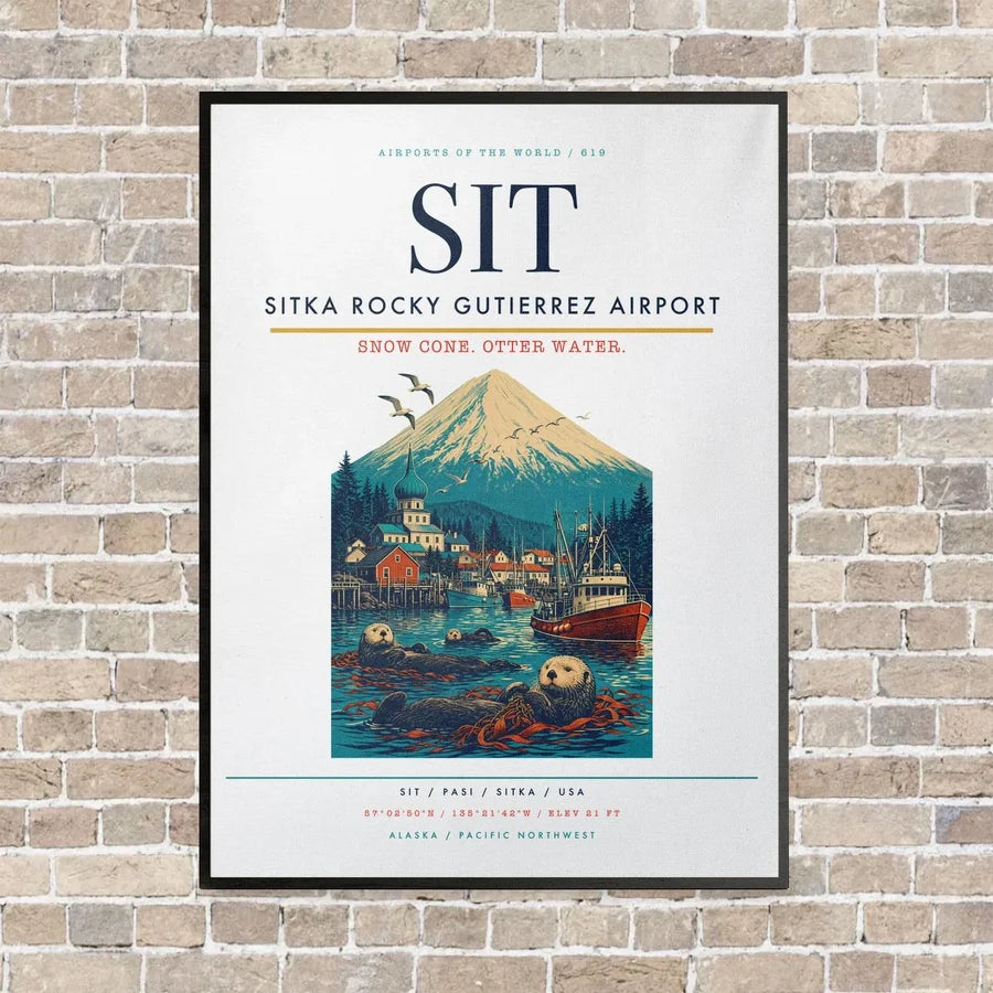 Sitka Rocky Gutierrez Airport SIT vertical canvas print - framed - white background