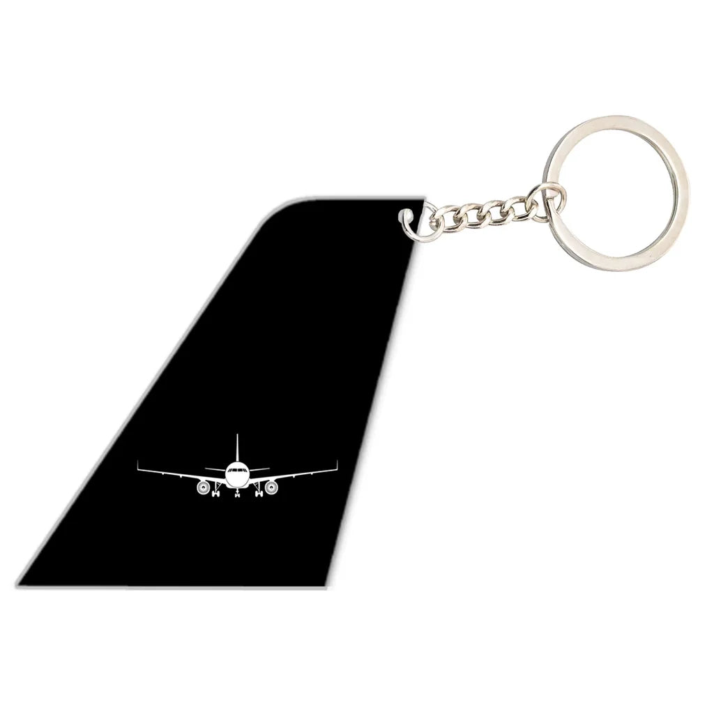 Airbus A320 Silhouette aviation shaped key chain, durable metal alloy.
