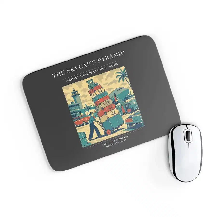 VINTAGE G4379 - The Skycap's Pyramid - Designed Mouse Pads design on black rectangle