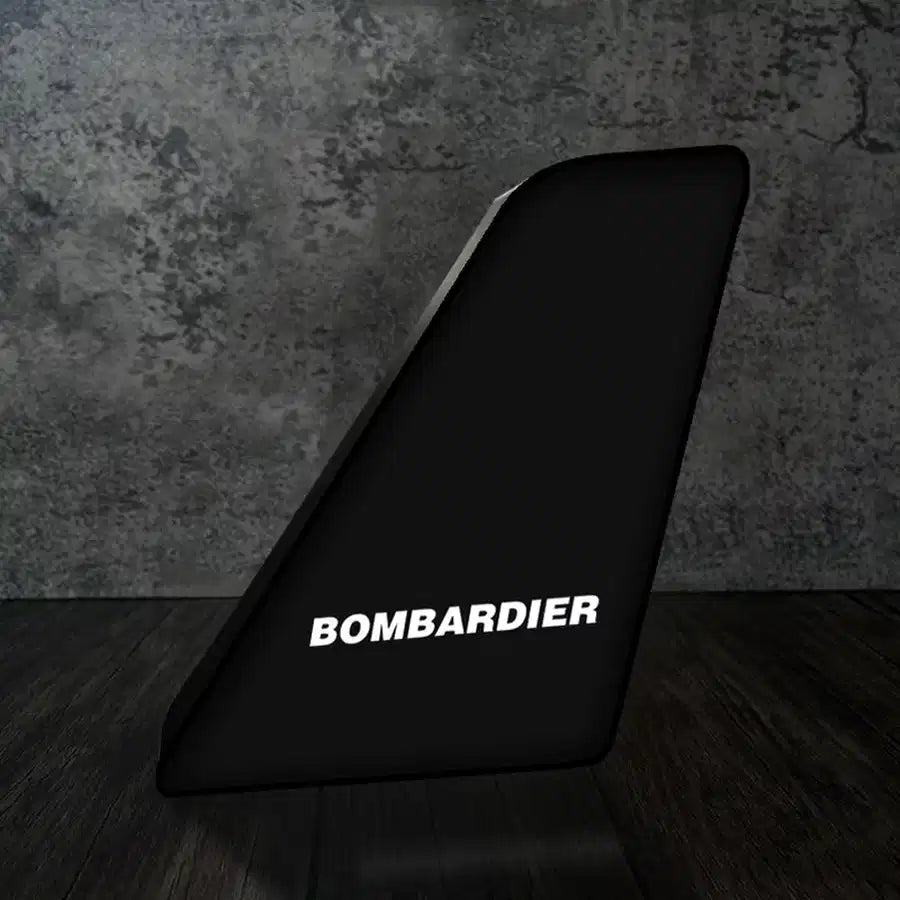 Bombardier & Text Led Aircraft Tail aviation design on premium acrylic with LED 3D aircraft tail lamp.