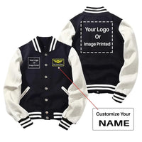Thumbnail for Custom Name & Double LOGO Baseball Style aviation design printed on two-tone shell with ribbed cuffs baseball jacket.