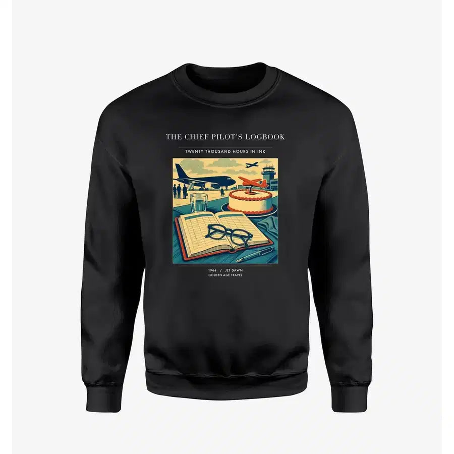 VINTAGE G4426 - The Chief Pilot's Logbook - Designed Sweatshirts design on black