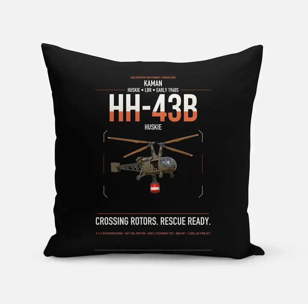 Kaman HH-43B Huskie design on black pillow