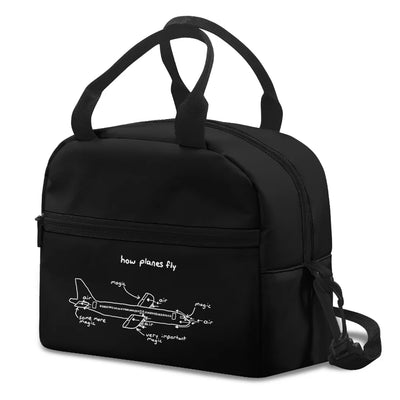How Planes Fly aviation lunch bag in insulated polyester.