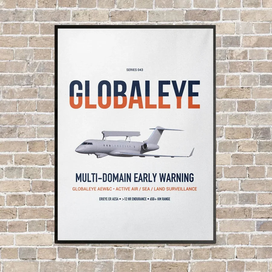 Saab GlobalEye vertical canvas print - framed - white background