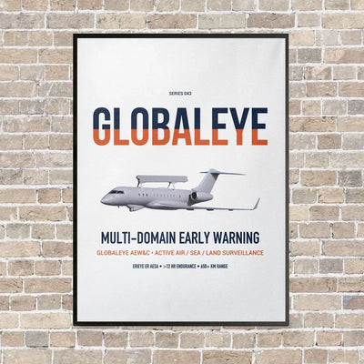 Saab GlobalEye vertical canvas print - framed - white background