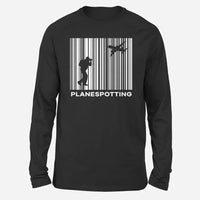 Thumbnail for Planespotting Long-Sleeve aviation design printed on soft cotton long-sleeve T-shirt.