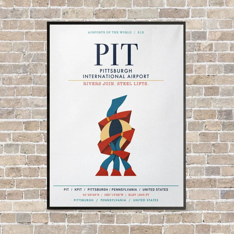 Pittsburgh International Airport PIT vertical canvas print - framed - white background