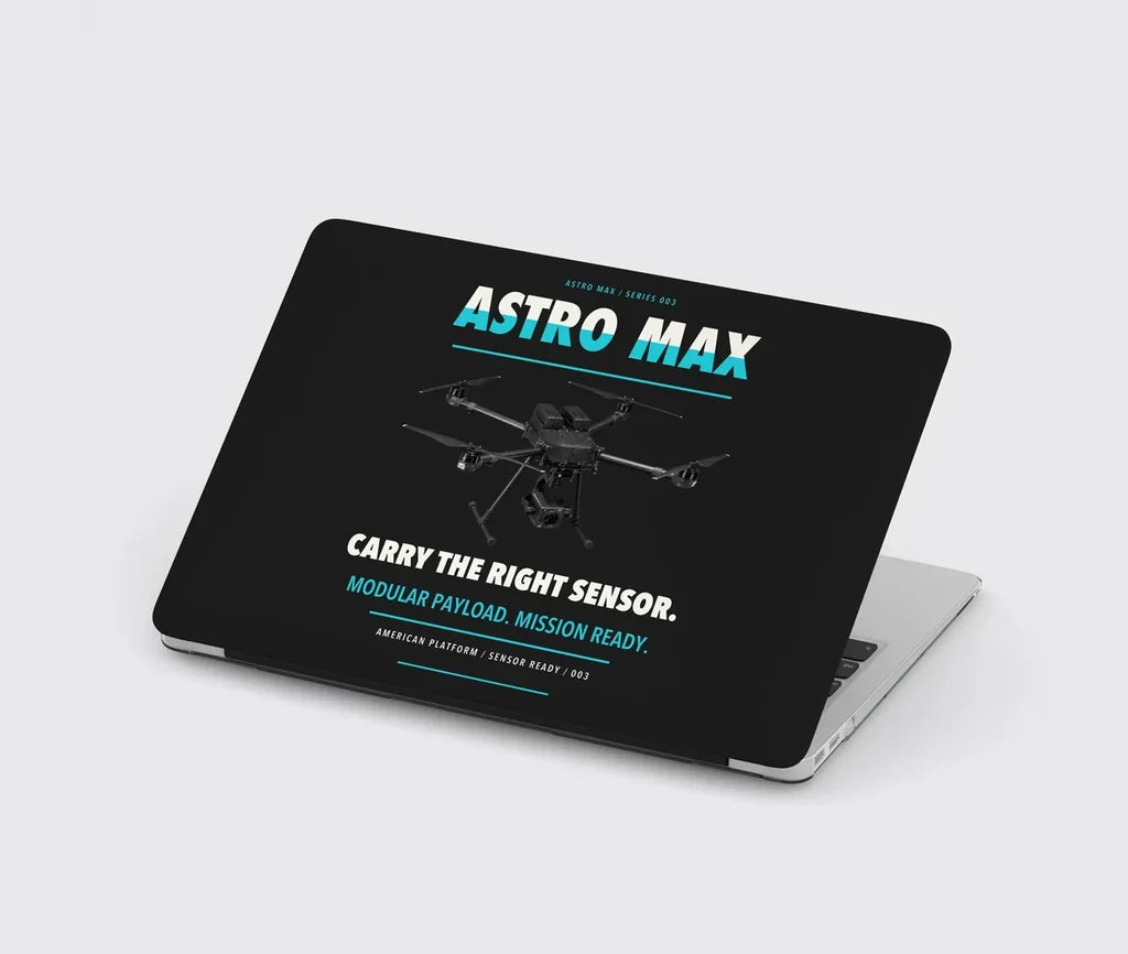 Freefly Astro Max design on black MacBook case