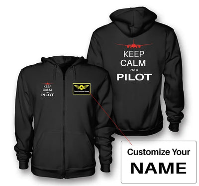 Pilot (777 Silhouette) aviation design on soft cotton blend zipped hoodie.