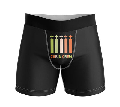 Colourful Cabin Crew aviation design on soft cotton blend men's boxers.