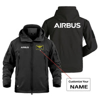 Thumbnail for Airbus & Text Military Jackets (Customizable) aviation design printed on heavy cotton shell with field-style pockets military.