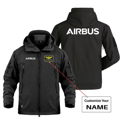 Airbus & Text Military Jackets (Customizable) aviation design printed on heavy cotton shell with field-style pockets military.
