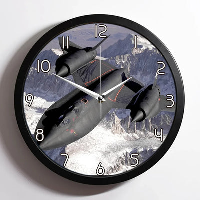 Supersonic Fighter aviation design on premium wood and metal wall clock.