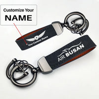 Thumbnail for Air Busan Horseshoe Buckle key chain, Black + Name