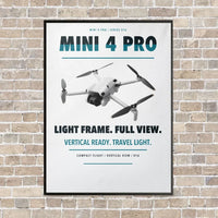 Thumbnail for DJI Mini 4 Pro vertical canvas print - framed - white background