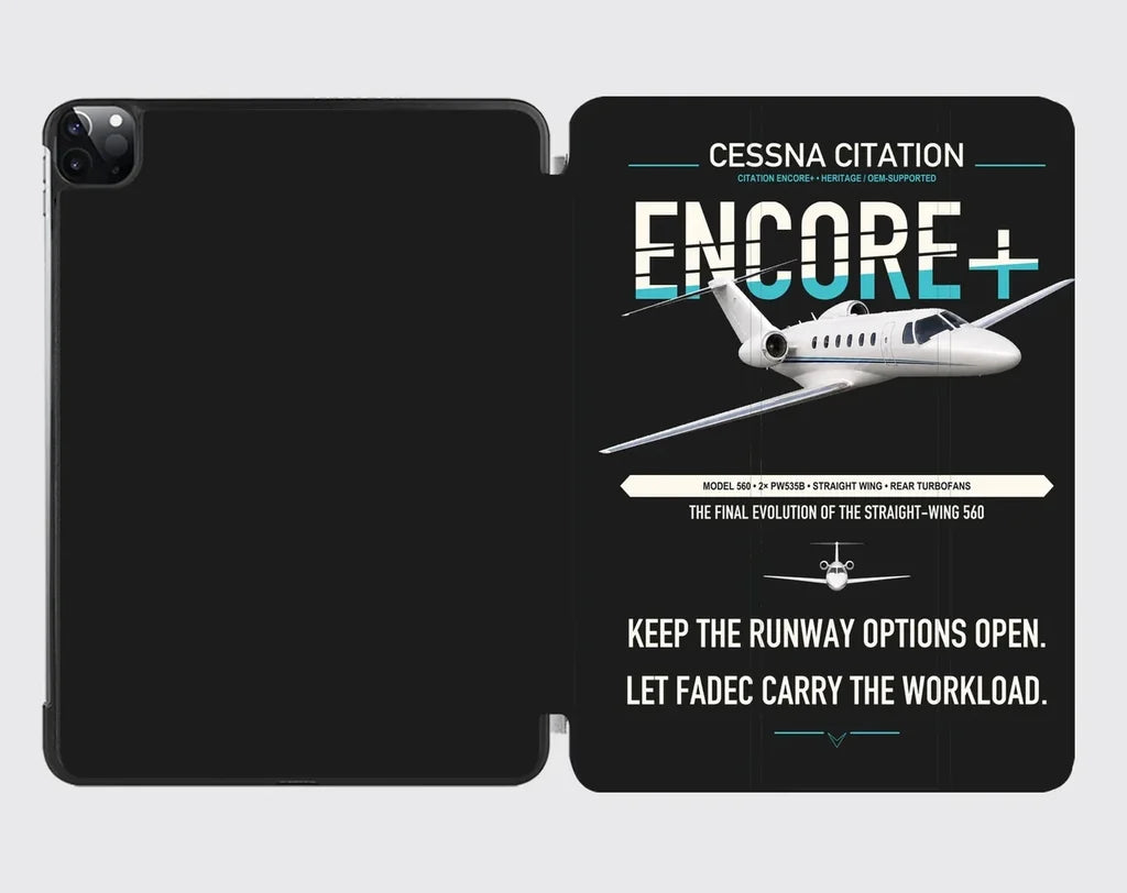 Cessna Citation Encore+ design on black ipad tablet case