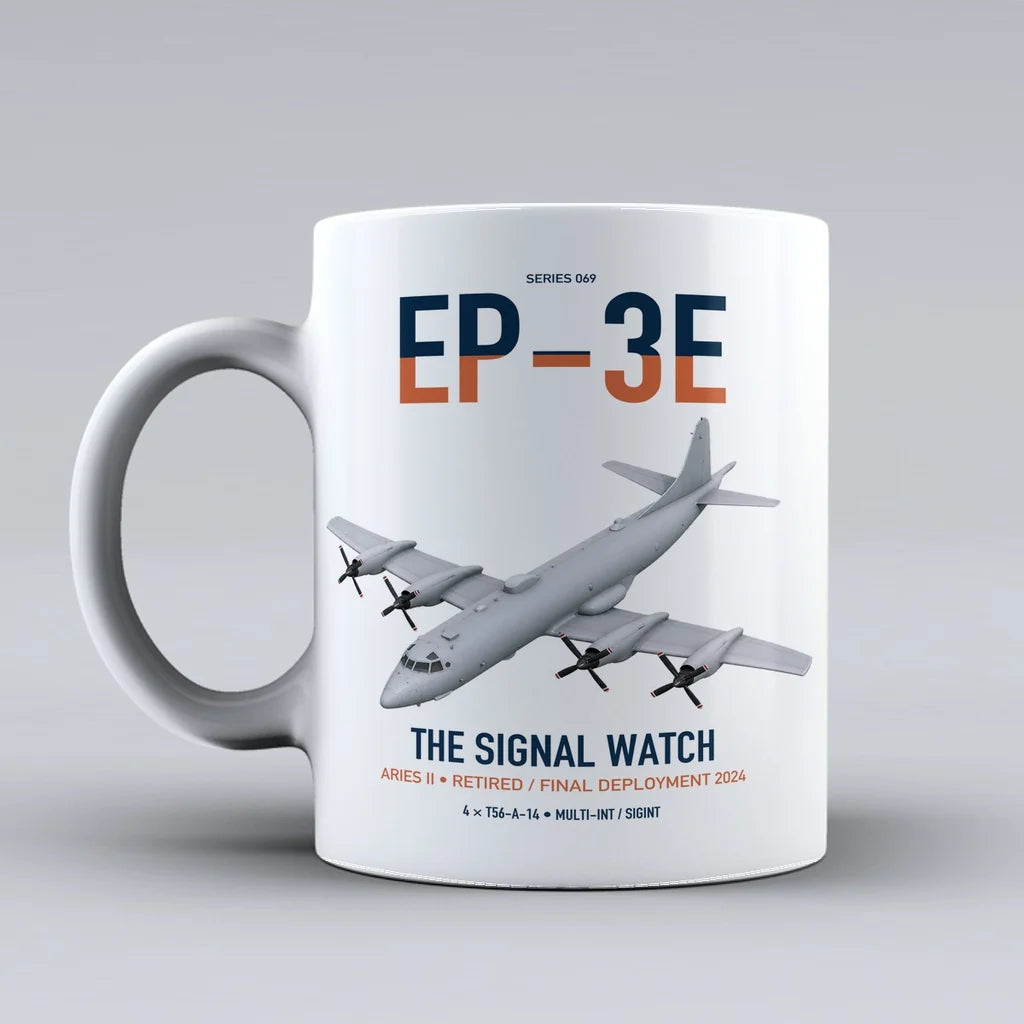 EP-3E ARIES II design on white ceramic mug, double-side print