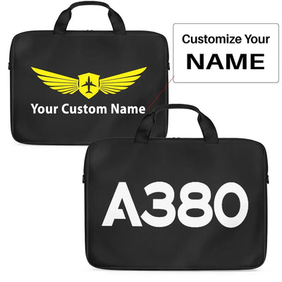 Airbus A380 Flat Text Laptop & Tablet aviation laptop & tablet bag in padded polyester.