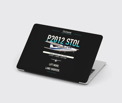 Tecnam P2012 STOL design on black MacBook case