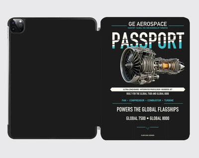 PASSPORT design on black ipad tablet case