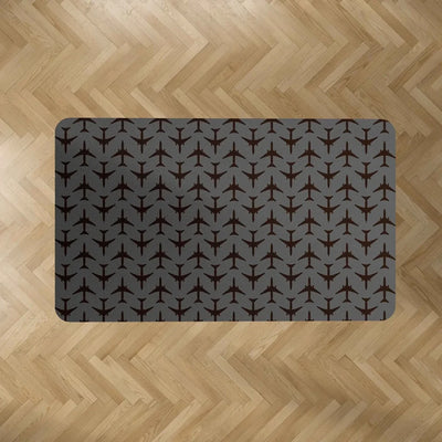Perfectly Sized Seamless Airplanes (Gray) aviation design on durable carpet pile with non-slip backing rectangle carpet floor.
