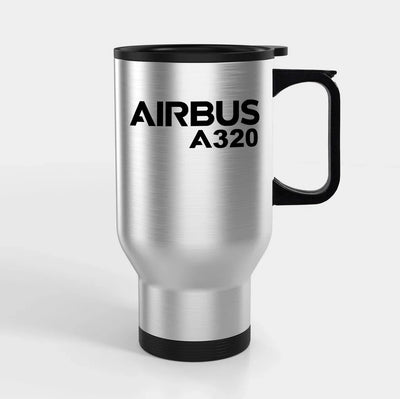 Airbus A320 & Text Travel Mugs (With Holder) aviation design on travel mug with holder, insulated double-wall with car-cup ba.