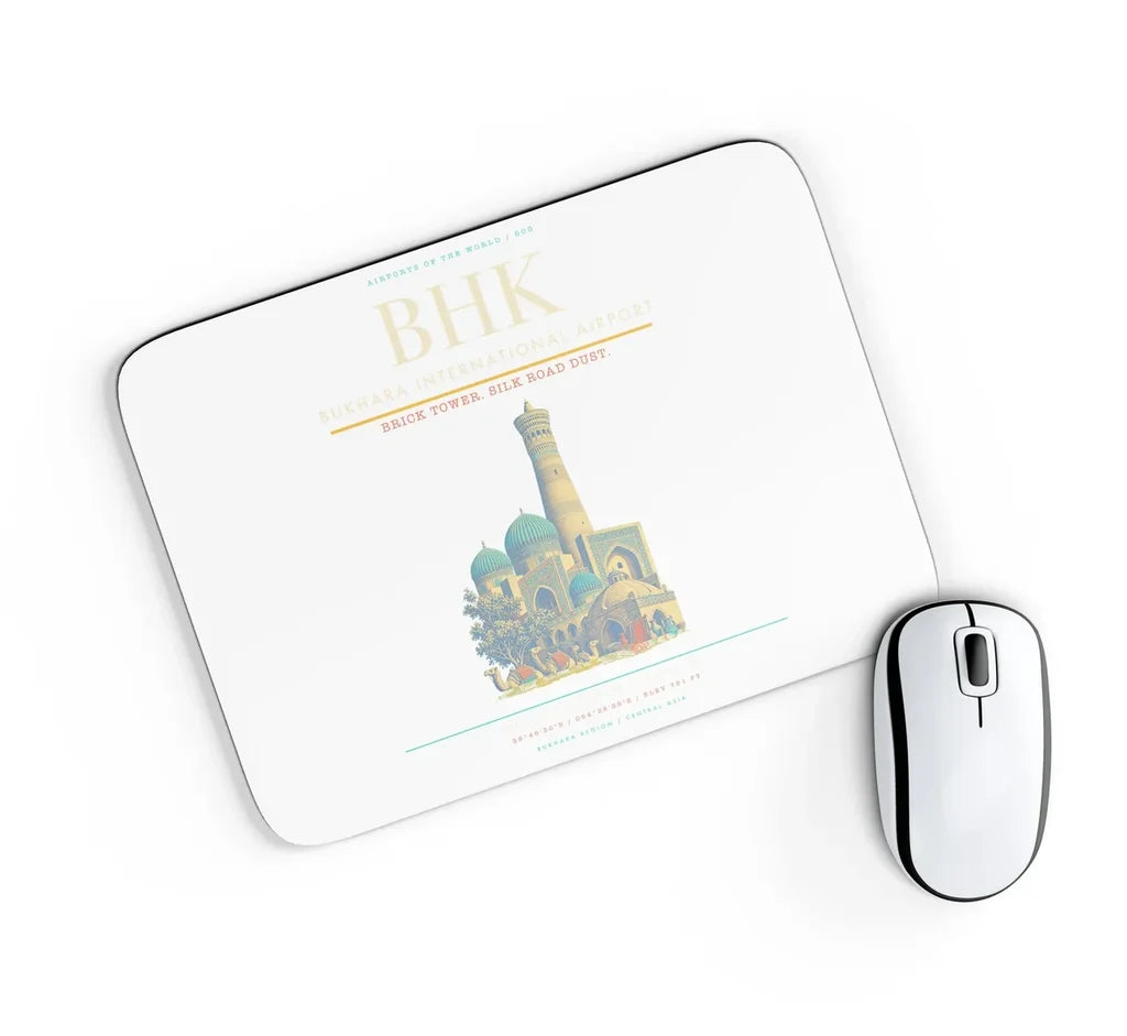 Bukhara International Airport BHK Mouse-Pad Rectangle - White