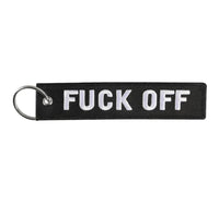 Thumbnail for Fuck Off aviation fashion key chain in polished metal.