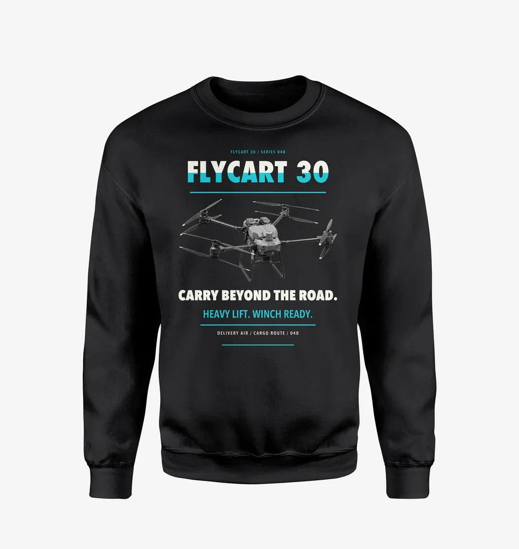 DJI FlyCart 30 design on black sweatshirt