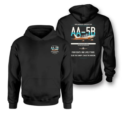 Grumman American AA-5B Tiger design on black double-side hoodie, double-side print