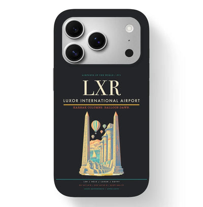 Luxor Airport (LXR) design on black iPhone 17 Pro MagSafe case