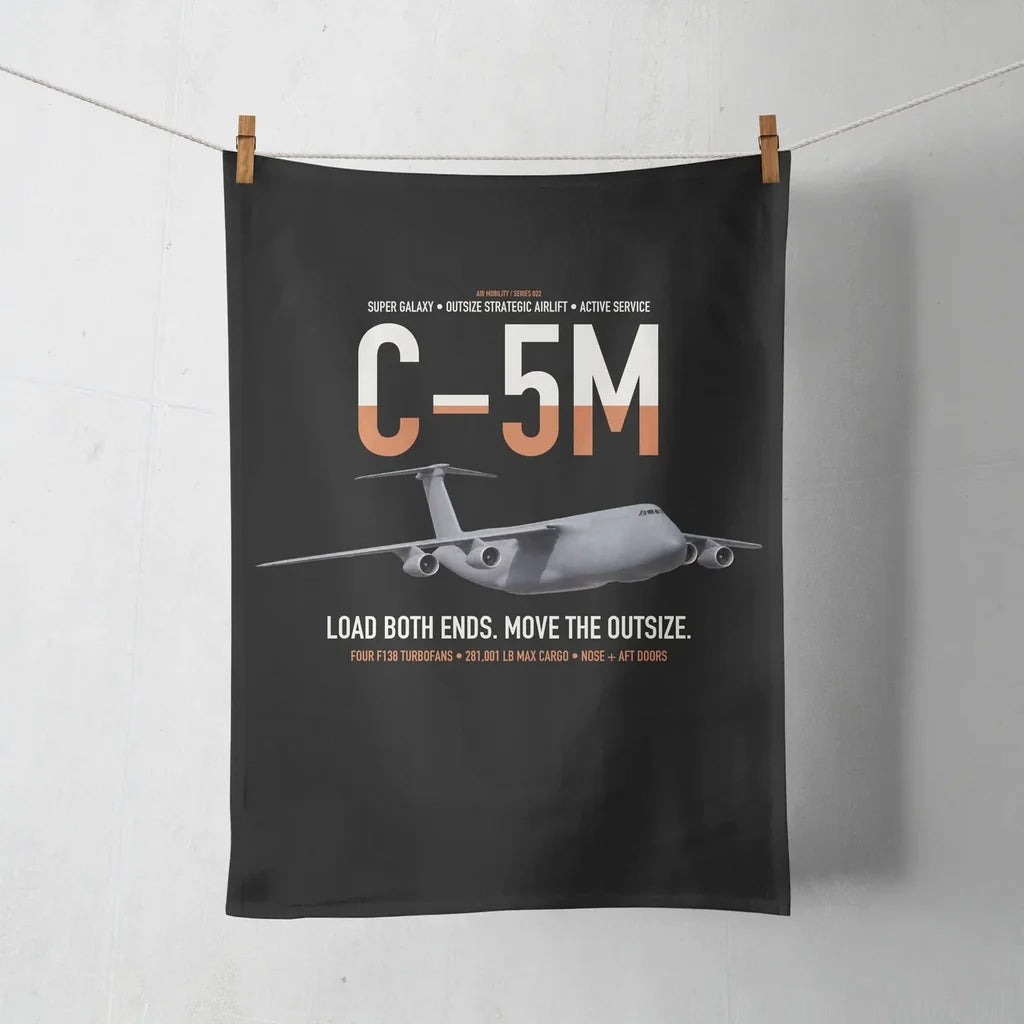 C-5M Super Galaxy design on black towel