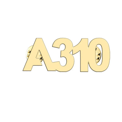 Airbus A310 Flat Text aviation hollow pin in polished alloy.