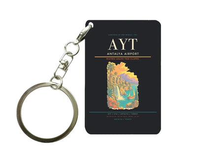 Antalya Airport (AYT) design on black key chain