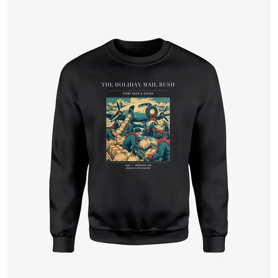 VINTAGE G4255 - The Holiday Mail Rush - Designed Sweatshirts design on black