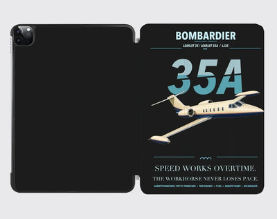 Bombardier Learjet 35A design on black ipad tablet case