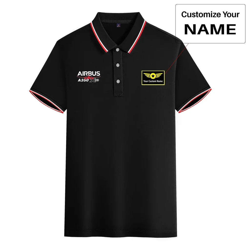 Amazing Airbus A350 XWB aviation design printed on soft cotton stylish polo shirt.