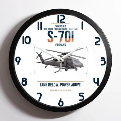 Sikorsky S-70i FIREHAWK design on white framed wall clock