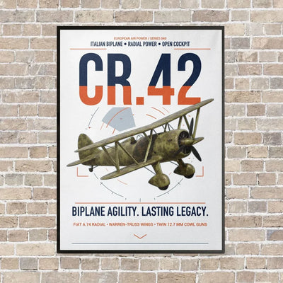 Fiat CR.42 Falco vertical canvas print - framed - white background
