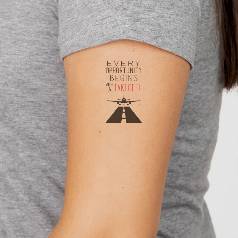 Every Opportunity aviation temporary tattoo in skin-safe adhesive paper.