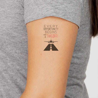 Every Opportunity aviation temporary tattoo in skin-safe adhesive paper.