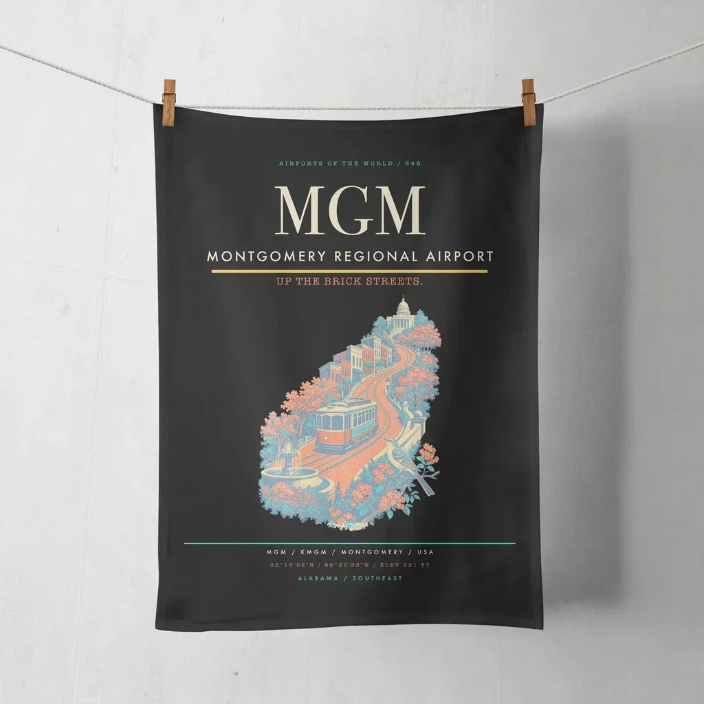 Montgomery Regional Airport (MGM) design on black towel