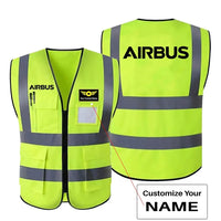 Thumbnail for Airbus & Text aviation design printed on high-visibility reflective fabric reflective vest.
