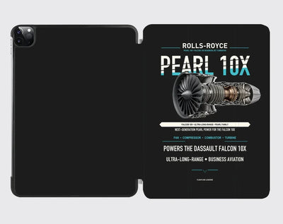 PEARL 10X design on black ipad tablet case