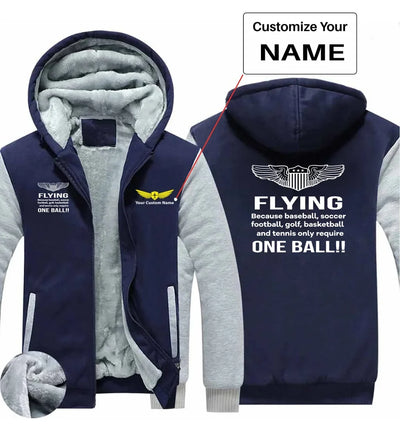 Flying One Ball aviation design printed on soft cotton blend zipped sweatshirt.