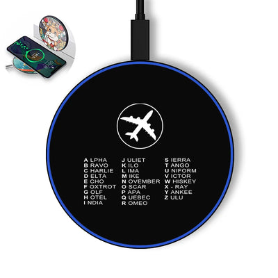 Aviation Alphabet 2 aviation design on durable build wireless charger.