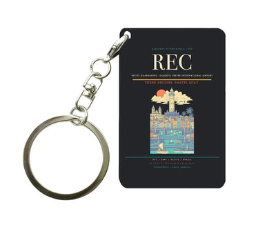 Recife Guararapes - Gilberto Freyre International Airport REC Key Chain design on black key chain