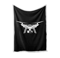 Thumbnail for Drone Silhouette Bed Blankets & aviation print on soft fleece blanket.