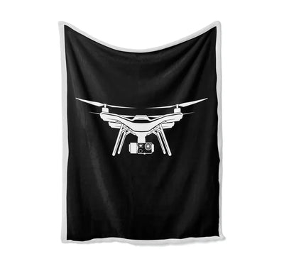 Drone Silhouette Bed Blankets & aviation print on soft fleece blanket.